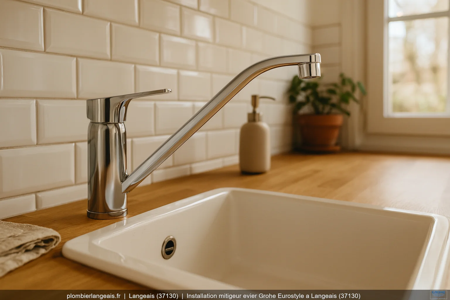 Installation mitigeur evier Grohe Eurostyle a Langeais (37130)